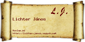 Lichter János névjegykártya